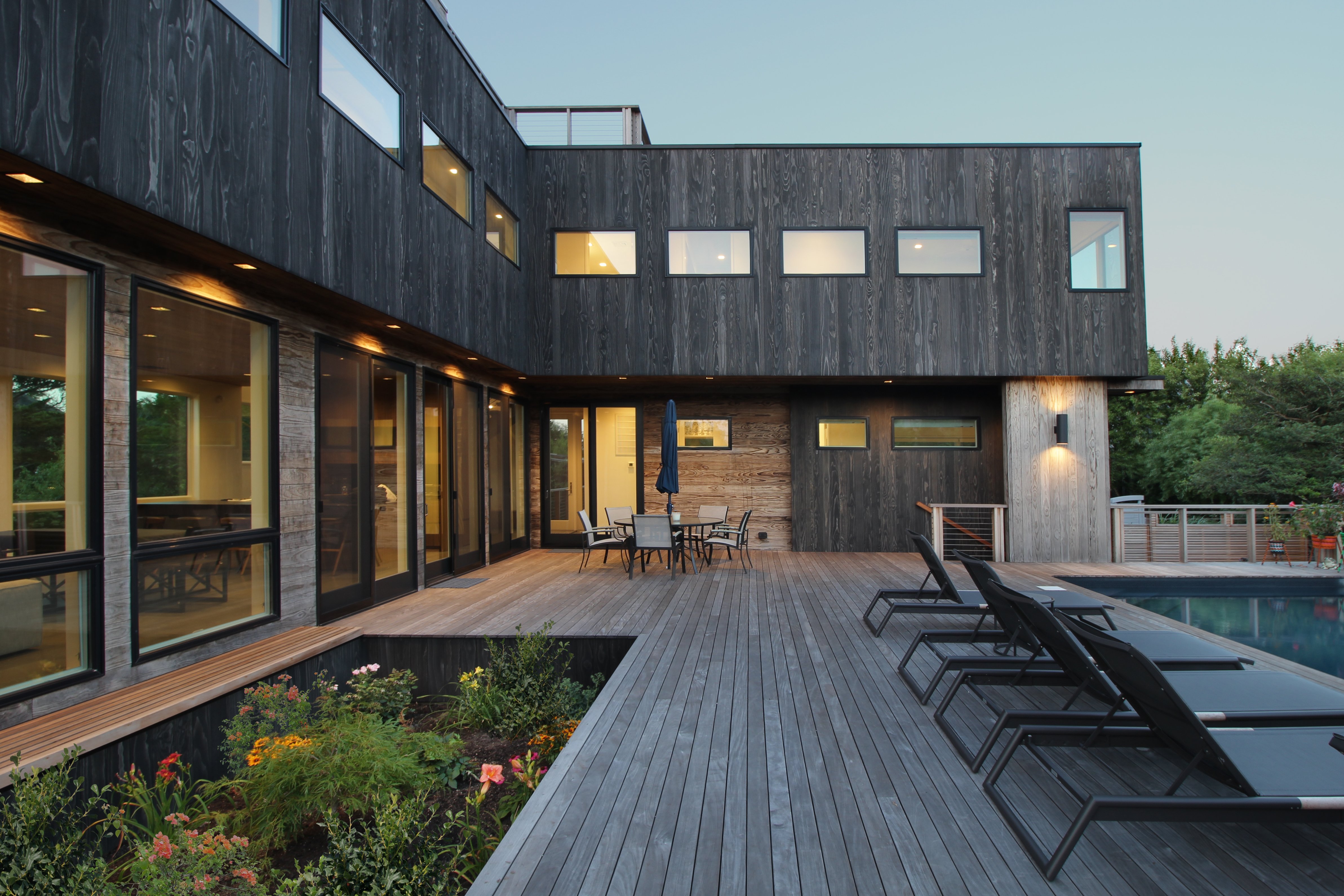 UNAGI and TAKEI shou sugi ban charred accoya at Fire Island residence